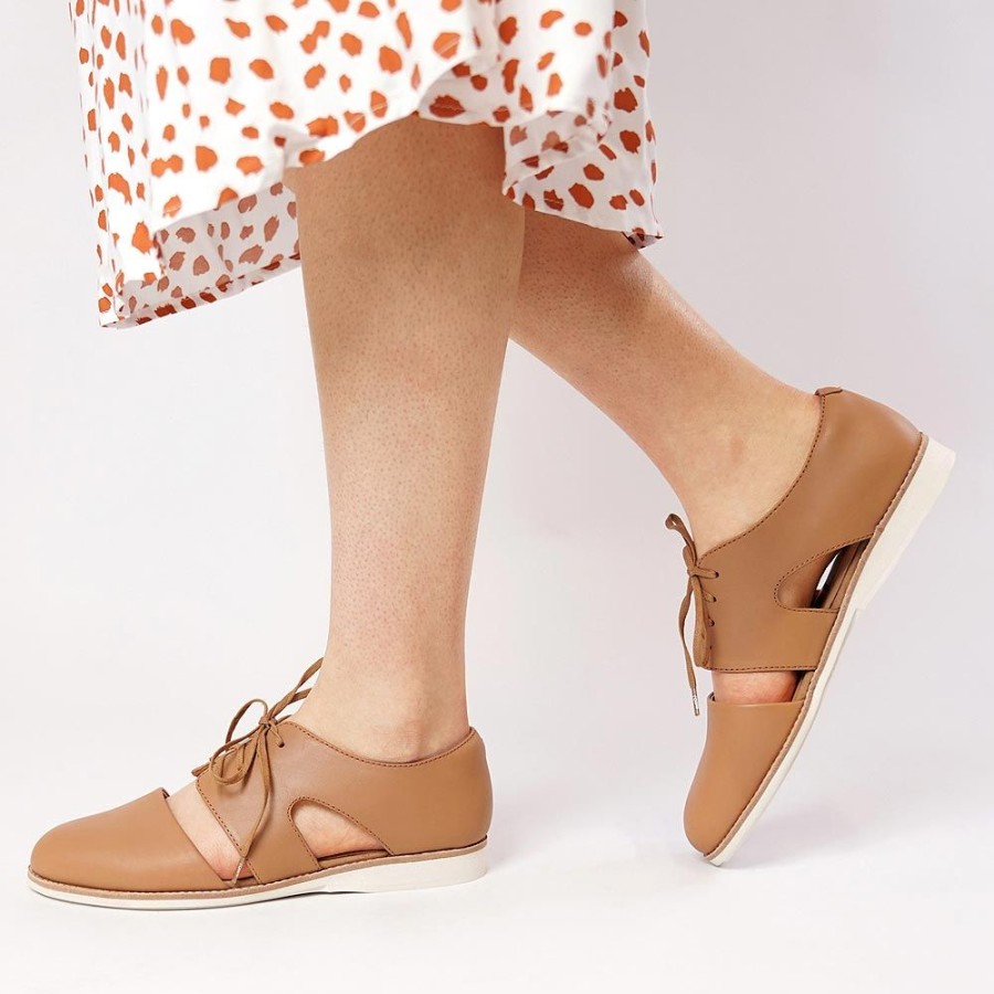 Flats Rollie | Derby Cutout Soft Tan