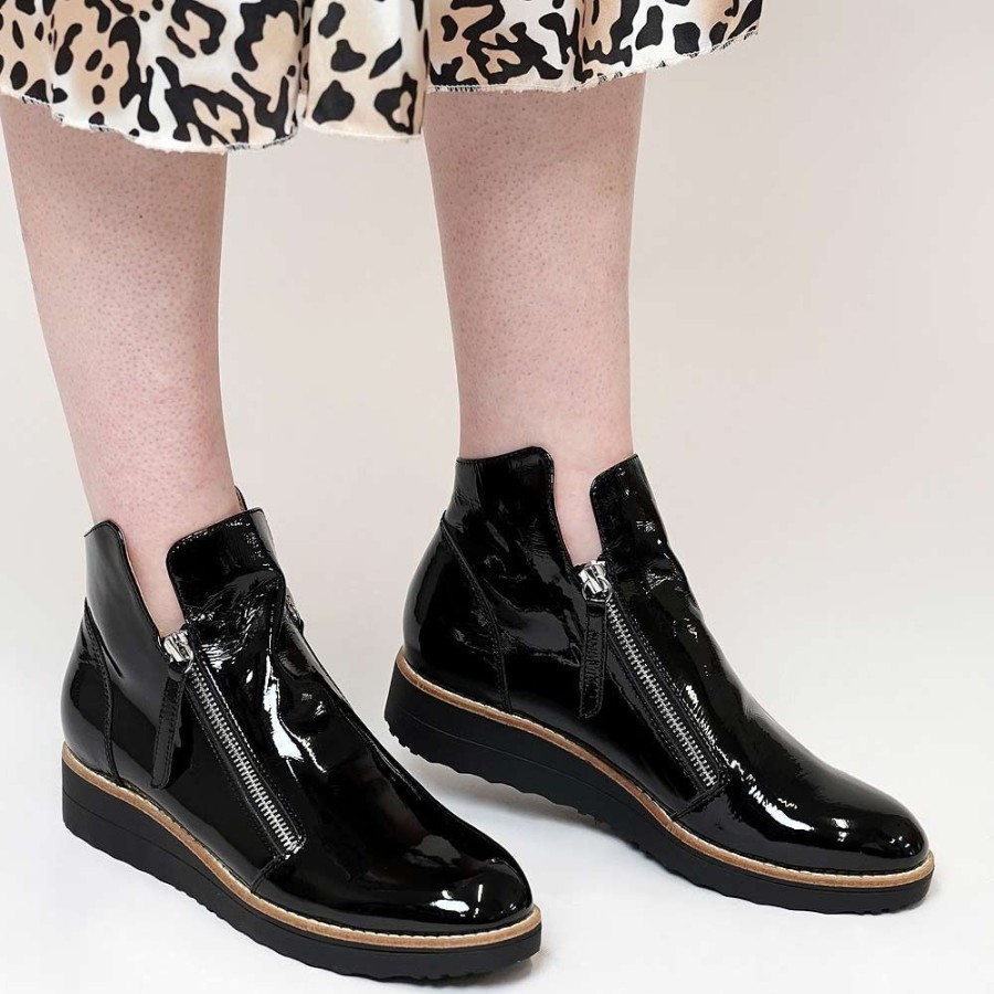 Boots Top End | Ohmy Black Patent Leather Ankle Boots